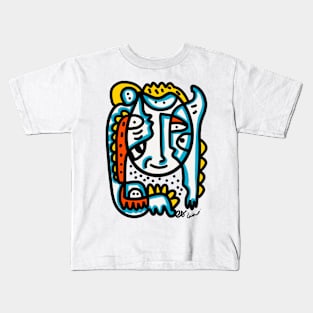 Graffiti Cool Creature Blue Yellow Kids T-Shirt